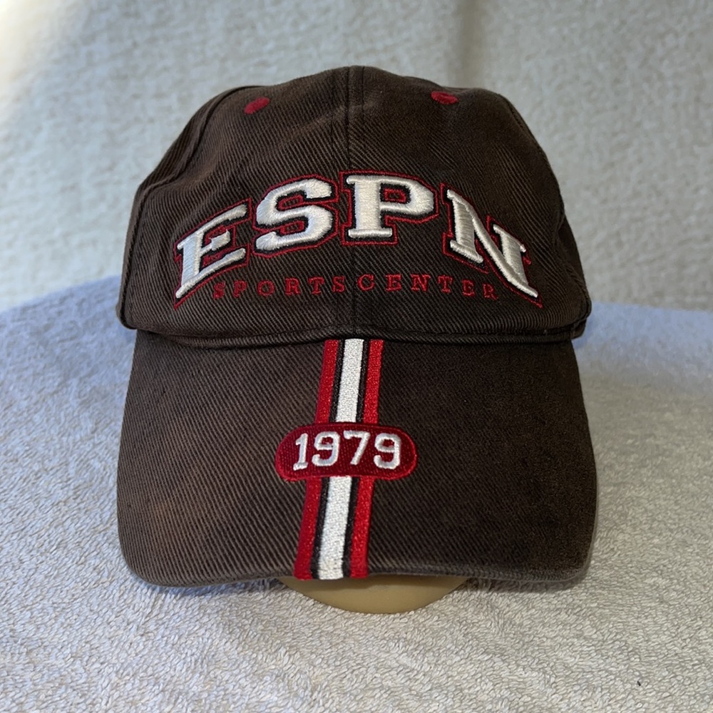 ESPN Sportscenter Strapback Hat Embroidered 1979 Logo Adjustable Brown